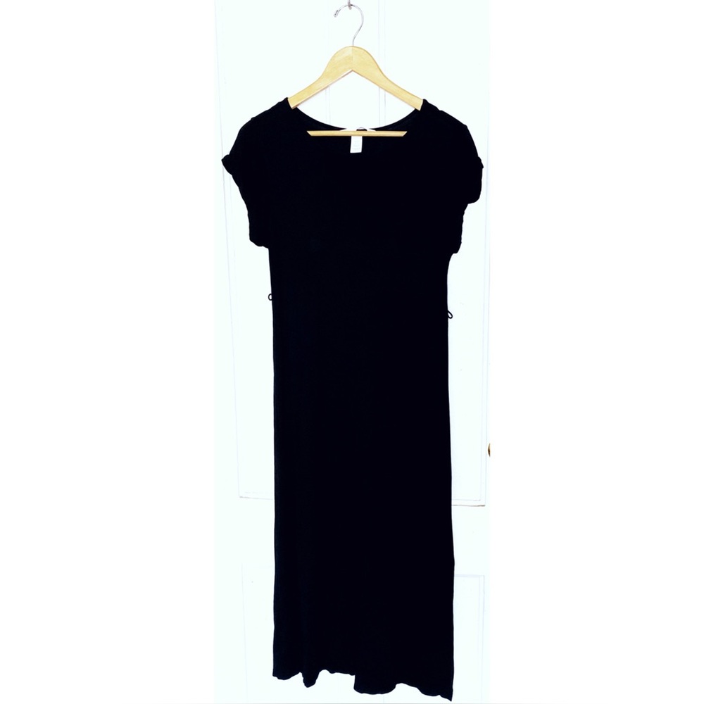 H&M Mama : size XS : casual black maternity short sleeve slit t-shirt maxi dress